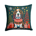 Basset Hound Christmas Throw Pillow