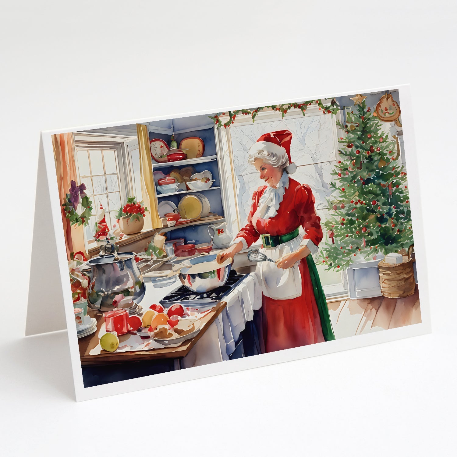 Cookies with Santa Claus Mrs. Claus Greeting Cards Pack of 8