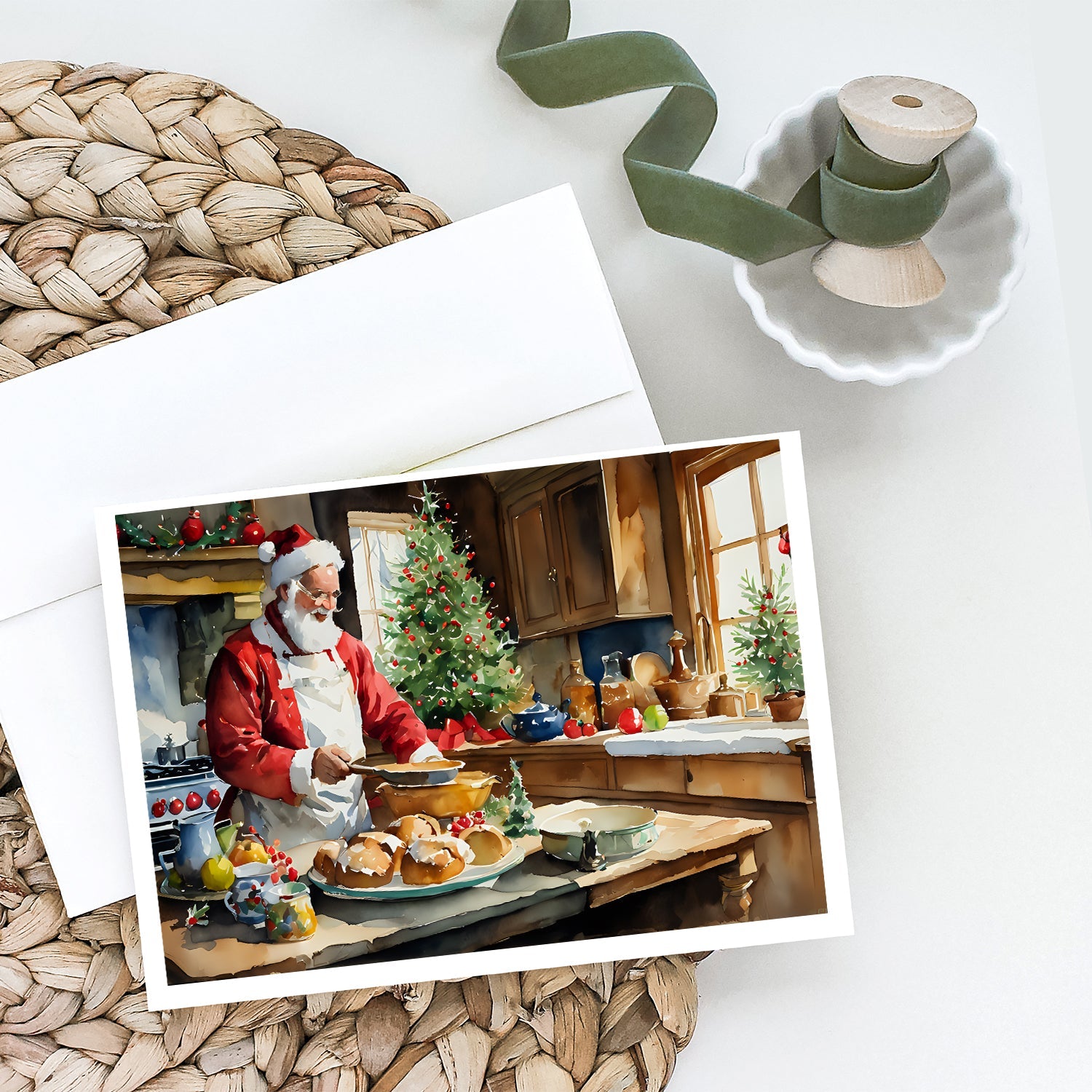 Cookies with Santa Claus Weihnachtsmann Greeting Cards Pack of 8