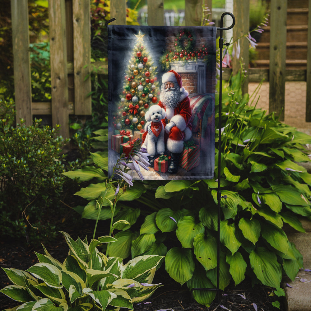 Bichon Frise and Santa Claus Garden Flag