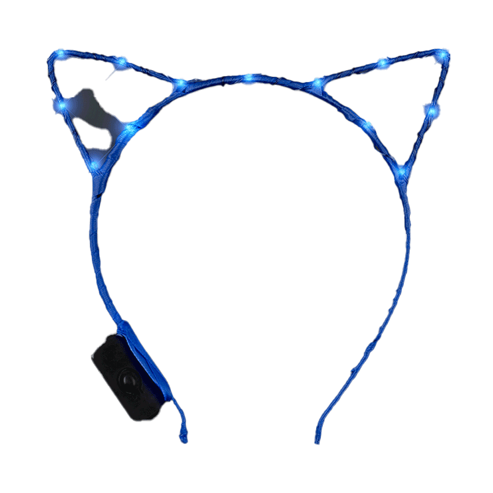 Blue LED Kitty Cat Ear Headband