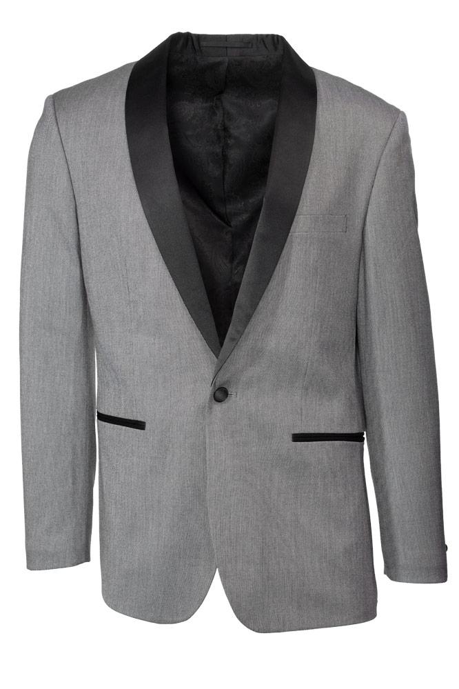 "Sebastian" Grey Pindot Tuxedo Jacket Shawl (Separates)
